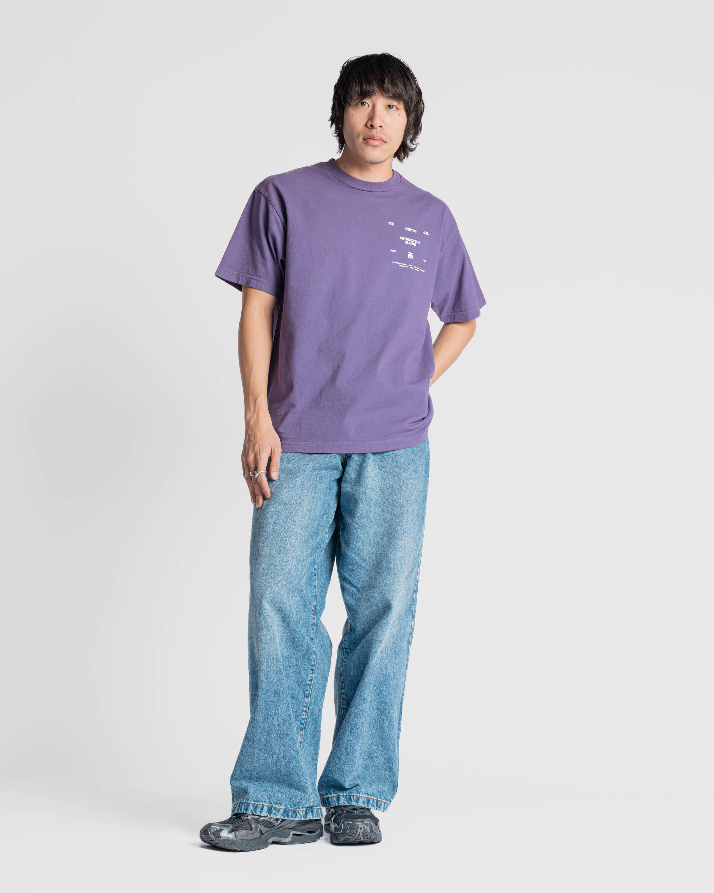 Tシャツ・カットソー OBEY Men T-shirt Violet 167924096 IPR Obey AROUND THE GLOBE TEE | 167924096-PIB | AFEW STORE